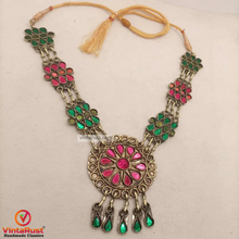Load image into Gallery viewer, Pink and Green Glass Stones Pendant Necklace