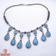 Load image into Gallery viewer, Dangling Turquoise Stone Necklace