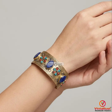 Load image into Gallery viewer, Lapis Lazuli Statement Cuff,Tribal Adjustable Bracelet