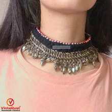 Load image into Gallery viewer, Tribal Choker Necklace with Silver Metal Beads