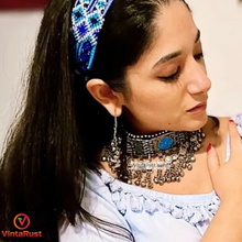 Load image into Gallery viewer, Tribal Statement Boho Turquoise Choker Necklace