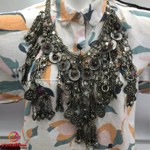 Load image into Gallery viewer, Silver Kuchi Dangling Tassels Tribal Necklace