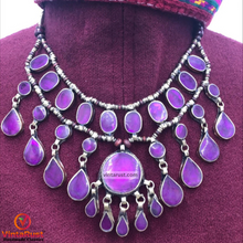 Load image into Gallery viewer, Purple Stone Teardrop Multilayer Bib Necklace