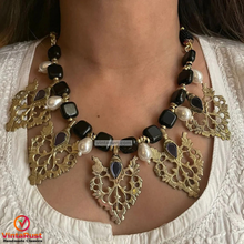 Load image into Gallery viewer, Handmade Black Stone Tribal Choker Necklace