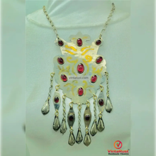 Load image into Gallery viewer, Vintage Turkmen Pendant Necklace: Red Stone & Dangling Charms