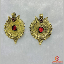 Load image into Gallery viewer, Handmade Gold Coins Earrings With Glass Stones