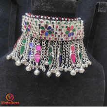 Load image into Gallery viewer, Multicolor Glass Stones Choker With Dangling Tassels
