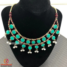 Load image into Gallery viewer, Ethnic Stone Necklace With Dangling Bells