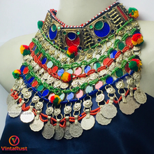 Load image into Gallery viewer, Boho kuchi Multicolor Stones and Coins Choker