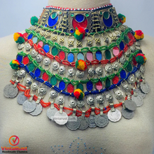 Load image into Gallery viewer, Boho kuchi Multicolor Stones and Coins Choker