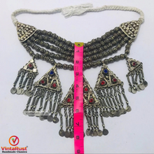 Load image into Gallery viewer, Beaded Layered With Pendants And Glass Stones Choker