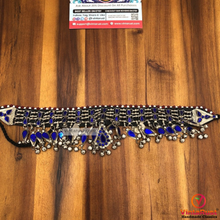Load image into Gallery viewer, Blue Glass Stones Tribal Choker Necklace