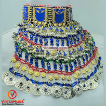 Load image into Gallery viewer, Blue Handmade Multilayered Silver Bib Necklace