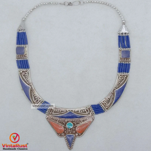 Load image into Gallery viewer, Blue Nepalese Stones Handmade Tribal Choker