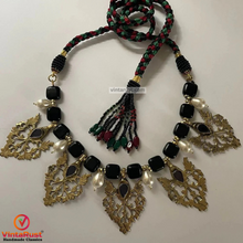 Load image into Gallery viewer, Handmade Black Stone Tribal Choker Necklace
