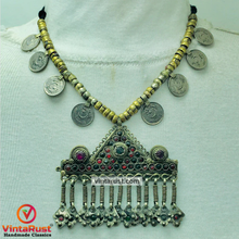 Load image into Gallery viewer, Vintage Beaded Chain Pendant Necklace