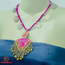 Load image into Gallery viewer, Purple Vintage Coins Pendant Necklace