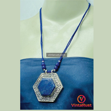 Load image into Gallery viewer, Lapis Lazuli Hexagon Pendant Necklace