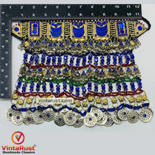 Load image into Gallery viewer, Blue Handmade Multilayered Silver Bib Necklace