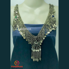 Load image into Gallery viewer, Silver Kuchi Bib Necklace With Dangling Pendant