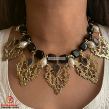 Load image into Gallery viewer, Handmade Black Stone Tribal Choker Necklace