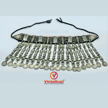 Load image into Gallery viewer, Rustic Tribal Choker with Fish Motifs Coin Accents