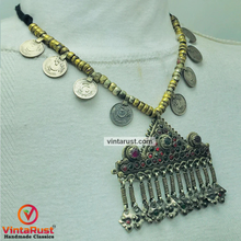Load image into Gallery viewer, Vintage Beaded Chain Pendant Necklace