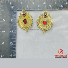 Load image into Gallery viewer, Handmade Gold Coins Earrings With Glass Stones