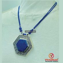 Load image into Gallery viewer, Lapis Lazuli Hexagon Pendant Necklace