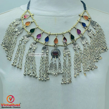 Load image into Gallery viewer, Tribal Gypsy Necklace With Coins and Glass Stones