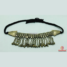 Load image into Gallery viewer, Vintage Kuchi Choker: Tribal Silver Metal Beads, Dangling Bells