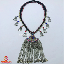 Load image into Gallery viewer, Vintage Kuchi Long Bells Pendant Necklace