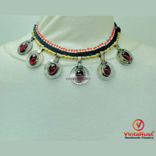 Load image into Gallery viewer, Tribal Glass Stone Embedded Coins Necklace
