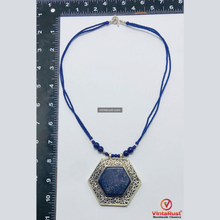 Load image into Gallery viewer, Lapis Lazuli Hexagon Pendant Necklace