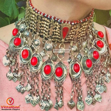 Load image into Gallery viewer, Antique Handmade Choker Necklace with Glass Stones