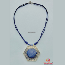Load image into Gallery viewer, Lapis Lazuli Hexagon Pendant Necklace