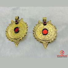 Load image into Gallery viewer, Handmade Gold Coins Earrings With Glass Stones