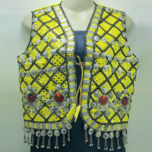 Load image into Gallery viewer, Yellow Tribal Handmade Embroidered Vest