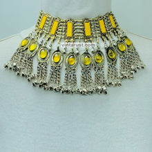 Load image into Gallery viewer, Yellow Stone Necklace With Long Bells