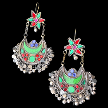 Load image into Gallery viewer, Kuchi Green Dangle Earrings