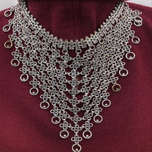Load image into Gallery viewer, Silver Tone Necklace, Ethnic Choker Necklace, Handmade Jewelry
