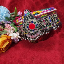 Load image into Gallery viewer, Afghan Multicolor Matha Patti With Cap,Red Afghan Headwear