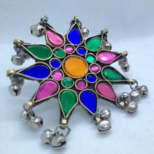 Load image into Gallery viewer, Glass Stone Ring With Dangling Silver Bells