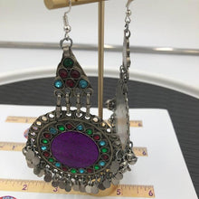 Load image into Gallery viewer, Purple Round Tribal style Earrings