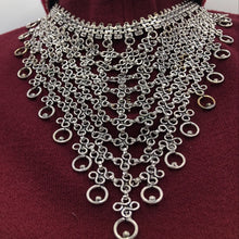 Load image into Gallery viewer, Silver Tone Necklace, Ethnic Choker Necklace, Handmade Jewelry