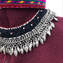 Load image into Gallery viewer, Afghan Choker Necklace with Silver Metal Heart Beads, Vintage Kuchi Choker Necklace, Kuchi Jewelry
