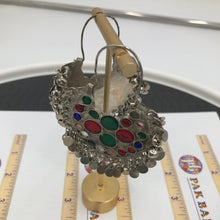 Load image into Gallery viewer, Kuchi Bali Earrings With Small Bells and Multicolor Glass Stones