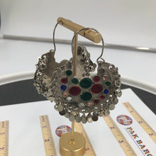 Load image into Gallery viewer, Kuchi Bali Earrings With Small Bells and Multicolor Glass Stones