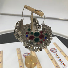 Load image into Gallery viewer, Kuchi Bali Earrings With Small Bells and Multicolor Glass Stones