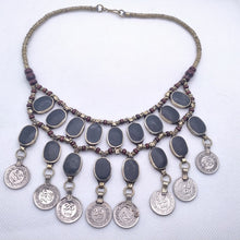 Load image into Gallery viewer, Vintage Dangle Coins and Stones Necklace